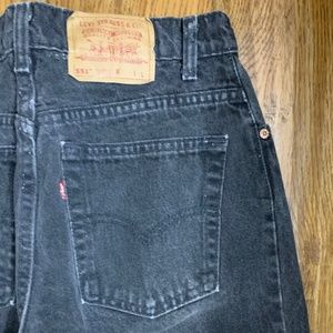 Vintage Black Levi's 551 Size 12 Long Relaxed Fit Tapered Leg
